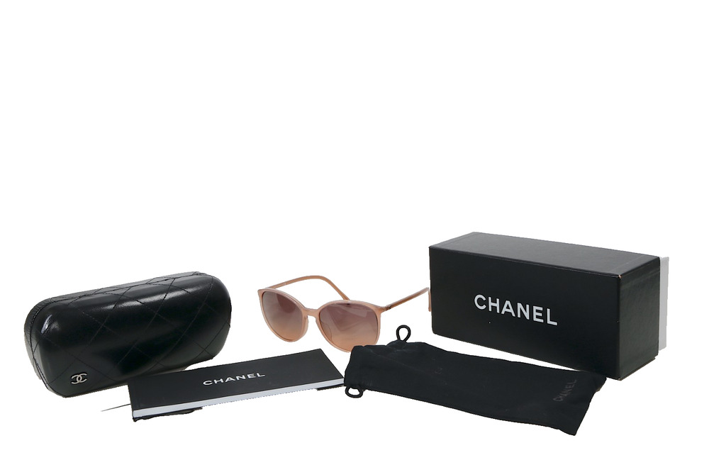 Chanel 5278 Oval Sunglasses Beige Nude Frame Brown Gradient Lens Case Box